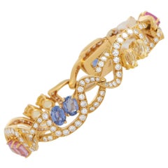 Tiffany & Co. 18K Yellow Gold 6.20 Ct Diamond and Sapphire Bracelet