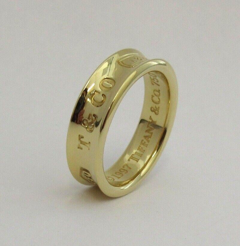Women's or Men's TIFFANY & Co. 18K Yellow Gold 6mm 1837  Ring 8.25 For Sale