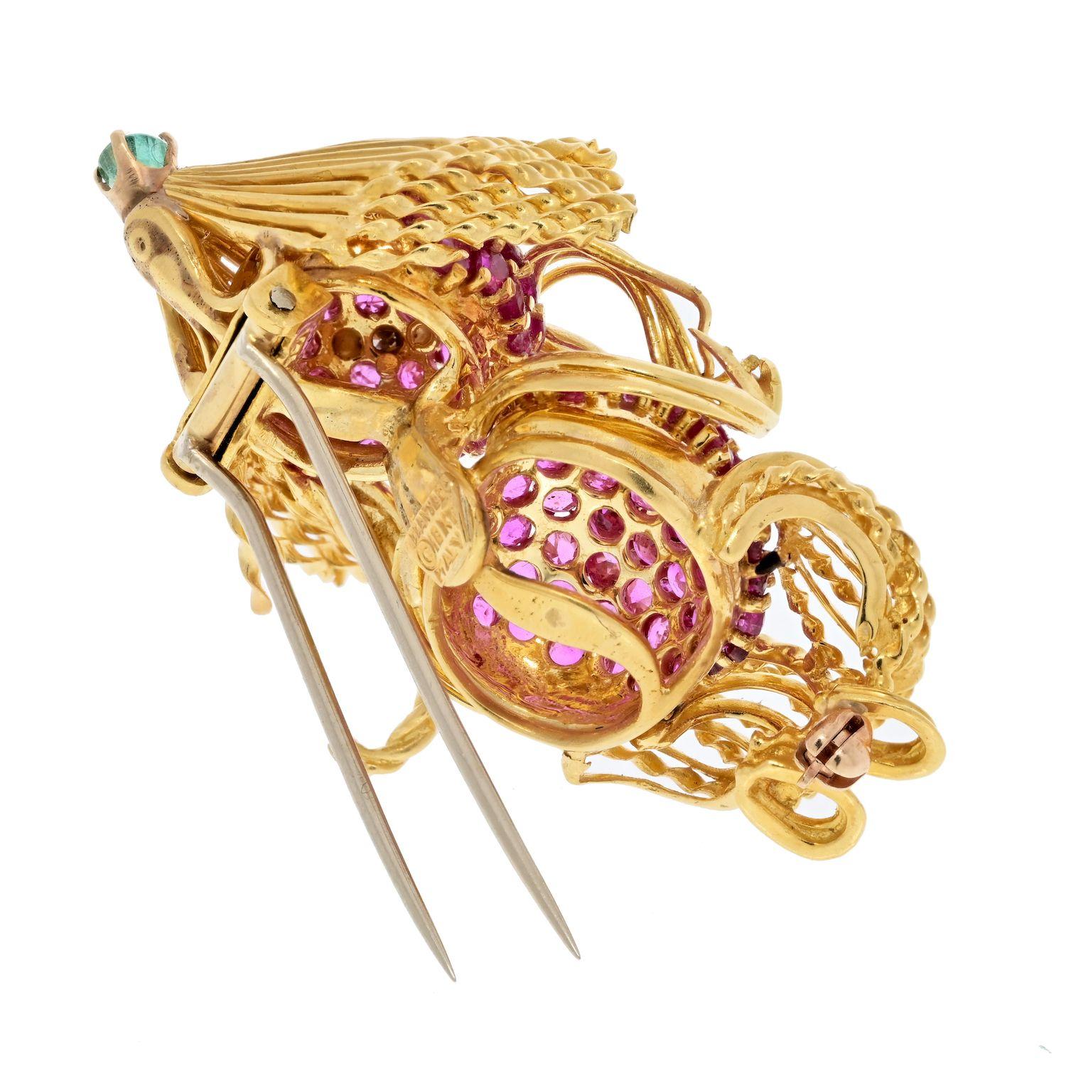 Women's Tiffany & Co. 18K Yellow Gold A Man Eating Noodles Brooch For Sale