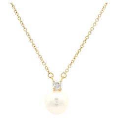 Colgante de perlas Akoya y diamantes en oro amarillo de 18k Tiffany & Co. Collar de 16 pulgadas