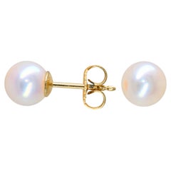 Tiffany & Co. 18k Yellow Gold Akoya Pearl Stud Earrings