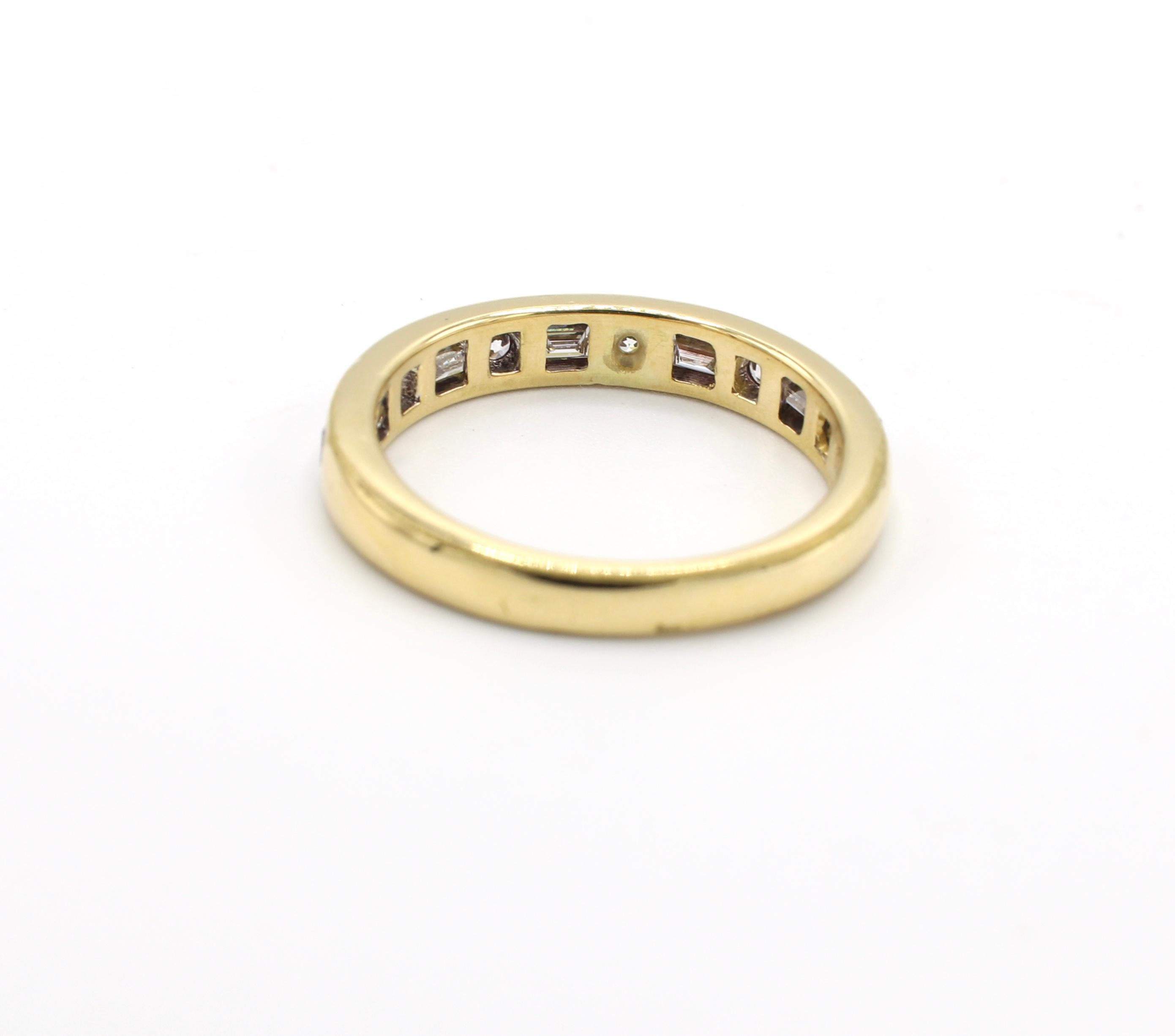 Tiffany & Co. 18 Karat Gold Alternating Round and Baguette Diamond Band Ring In Good Condition In  Baltimore, MD