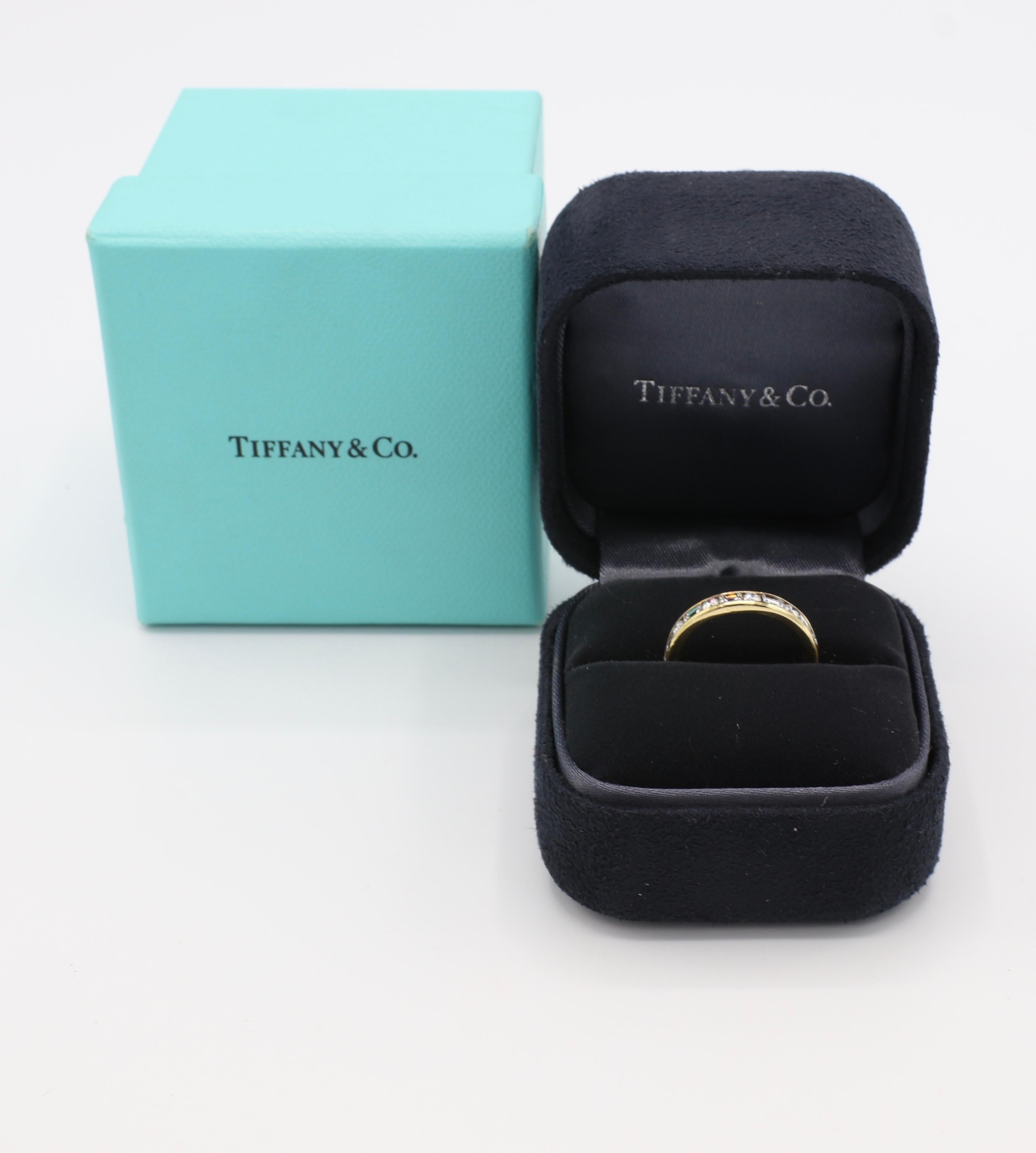Tiffany & Co. 18 Karat Gold Alternating Round and Baguette Diamond Band Ring 3