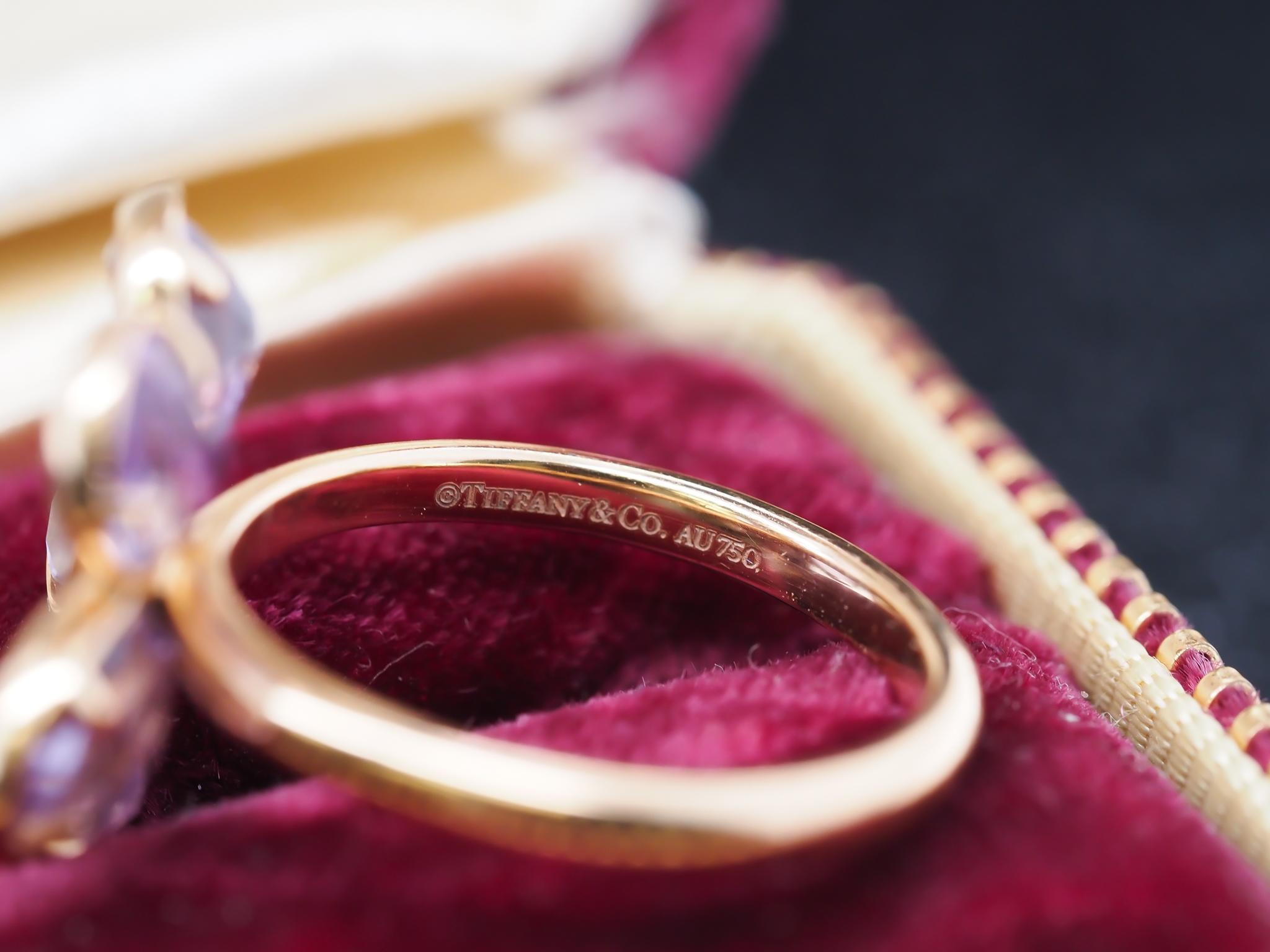 Tiffany & Co. 18K Yellow Gold Amethyst and Diamond Ring In Excellent Condition In Hicksville, NY