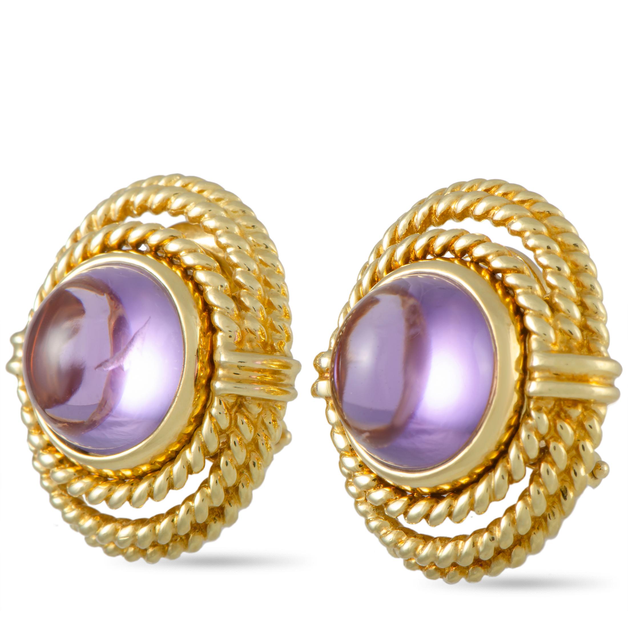 Tiffany & Co. 18 Karat Yellow Gold Amethyst Earrings In Excellent Condition In Southampton, PA