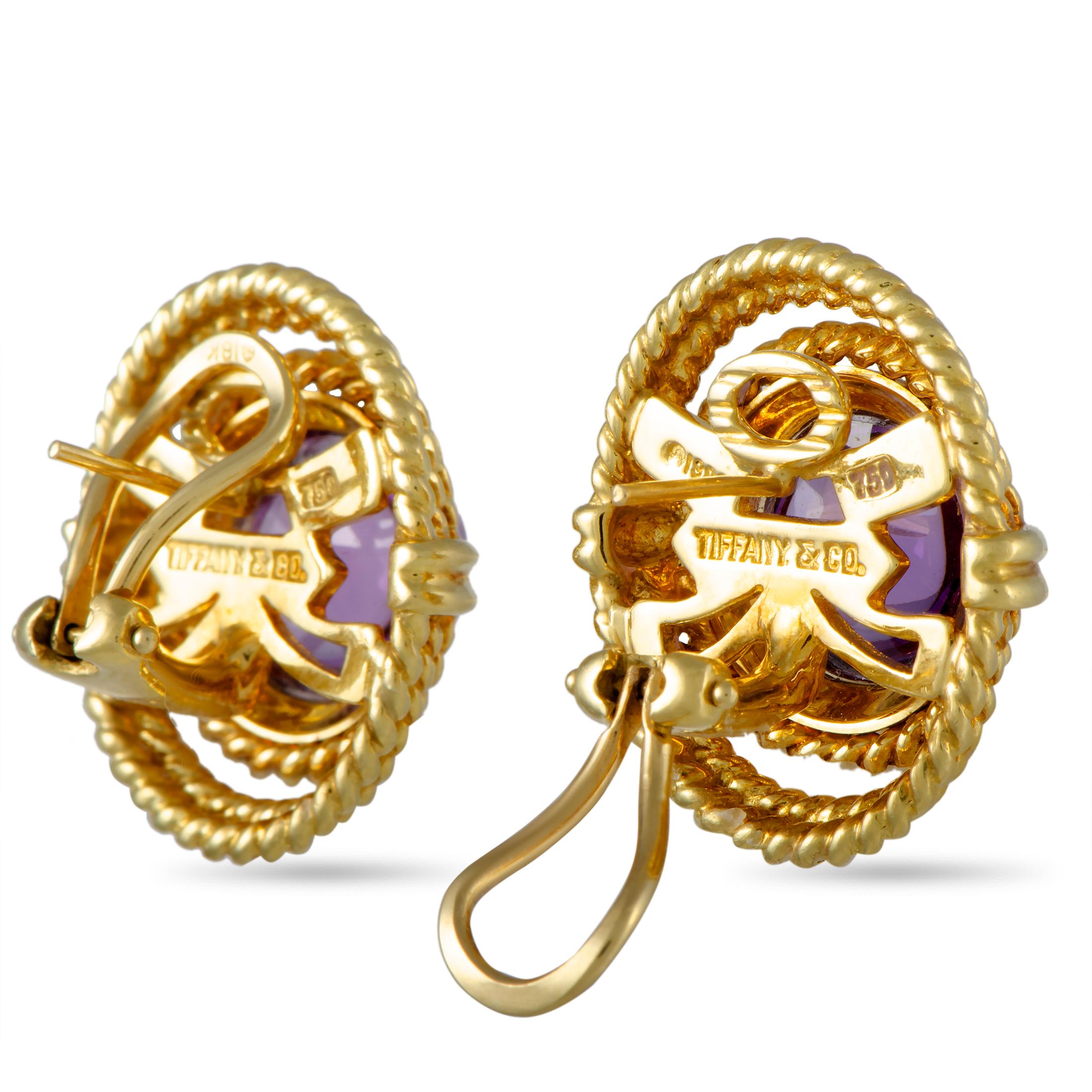 Women's Tiffany & Co. 18 Karat Yellow Gold Amethyst Earrings