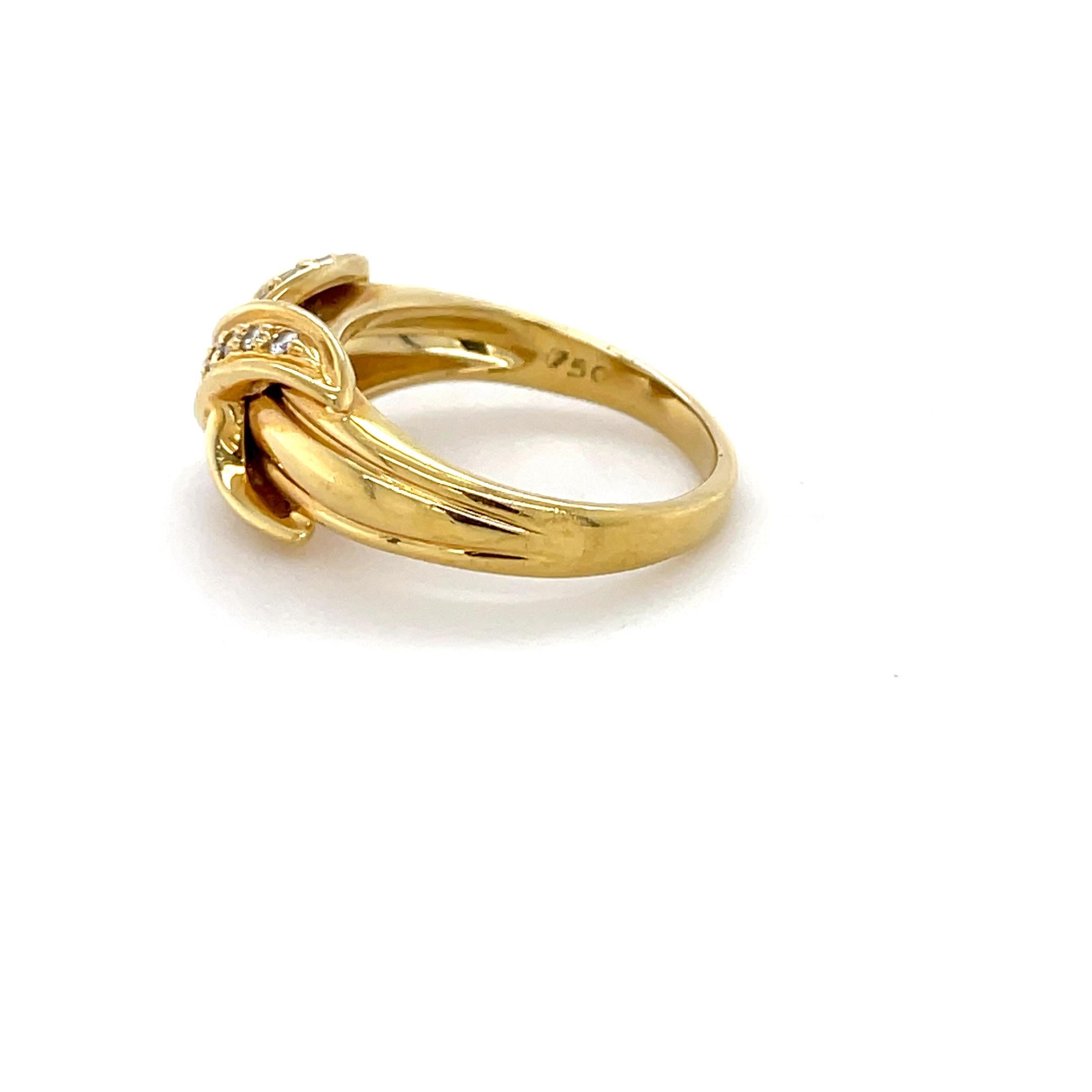 Brilliant Cut Tiffany & Co., 18K Yellow Gold and Diamond Signature X Ring For Sale