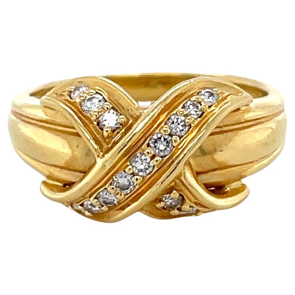 Tiffany & Co., Signature X-Ring aus 18 Karat Gelbgold und Diamanten