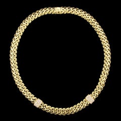 Tiffany & Co. 18 Karat Yellow Gold and Diamond Vannerie Necklace
