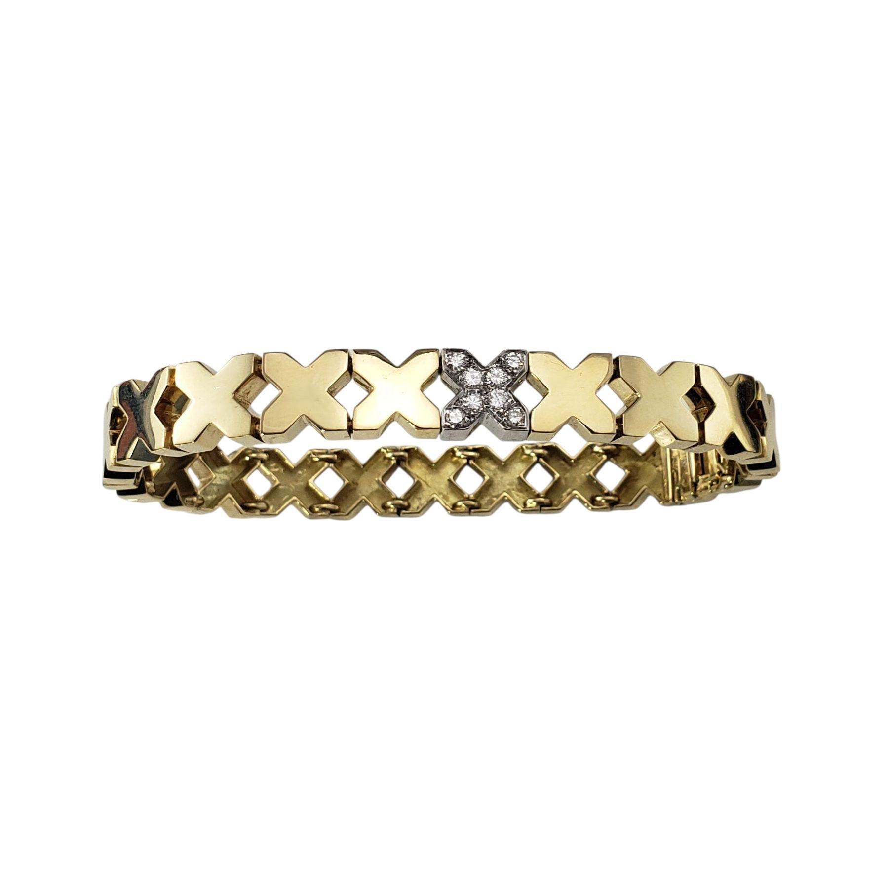Tiffany & Co. 18K Yellow Gold and Diamond "X" Bracelet #22756 For Sale