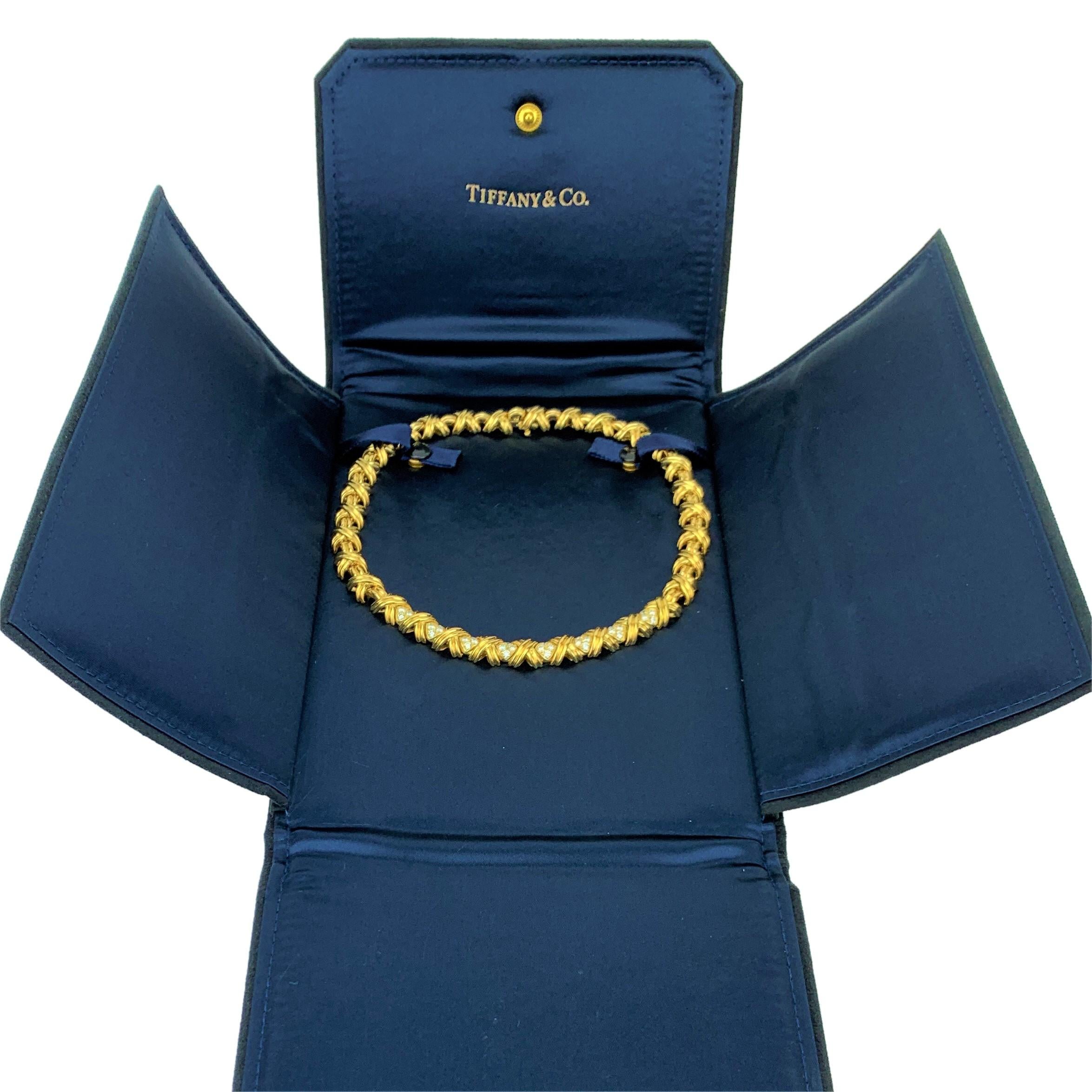 Tiffany & Co. 18 Karat Yellow Gold and Diamond X Link Collar Necklace 2