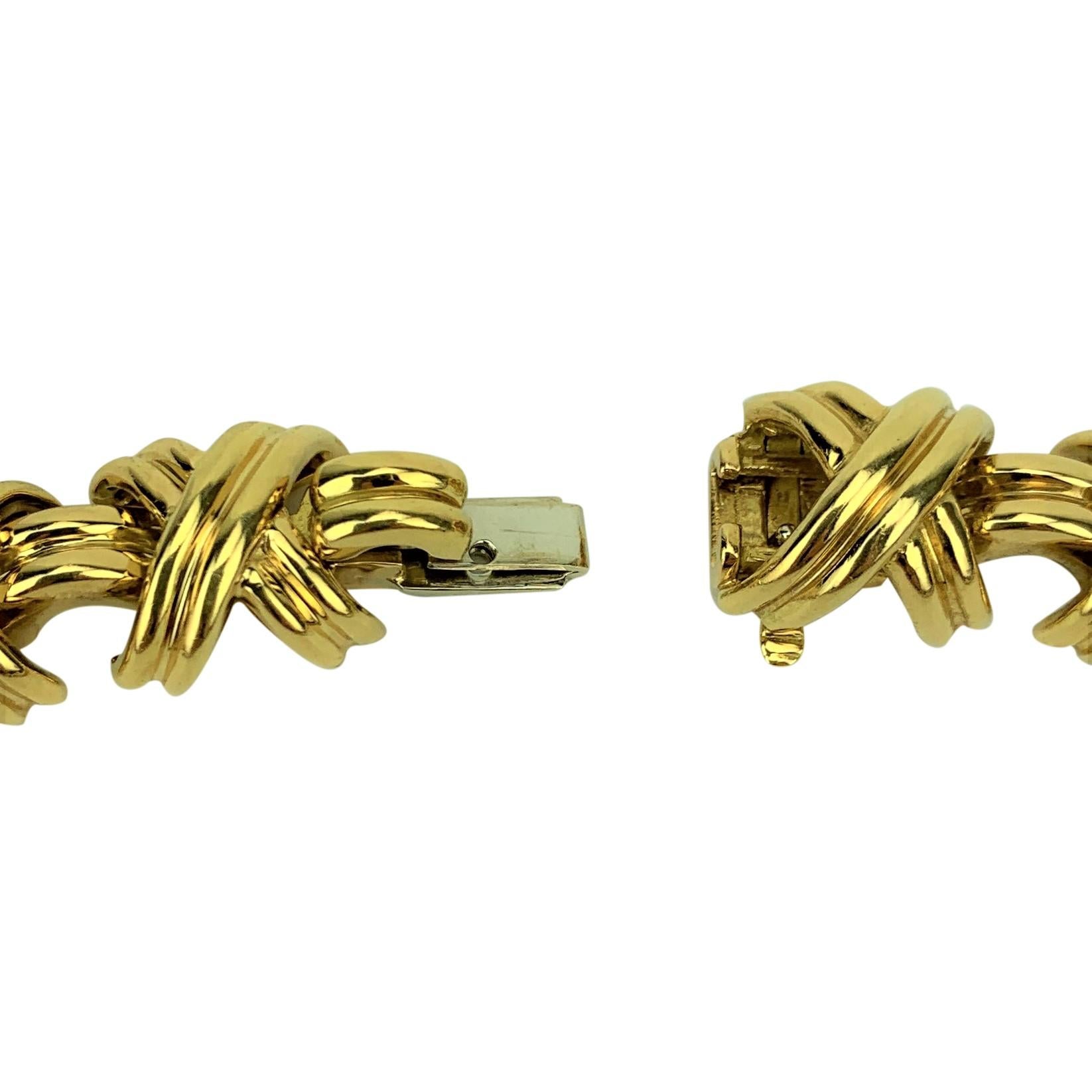 Brilliant Cut Tiffany & Co. 18 Karat Yellow Gold and Diamond X Link Collar Necklace