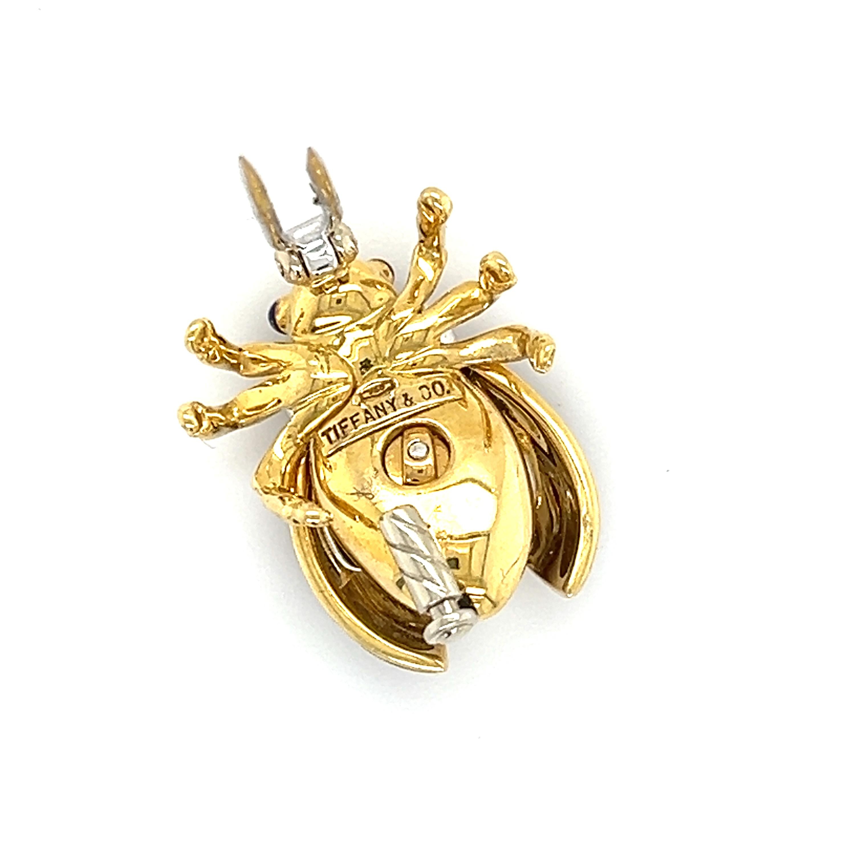 Tiffany & Co. 18k Yellow Gold And Enamel Ladybug Diamond Brooch For Sale 1