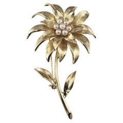 Tiffany & Co. 18K Yellow Gold and Pearl Flower Brooch/Pin #22948