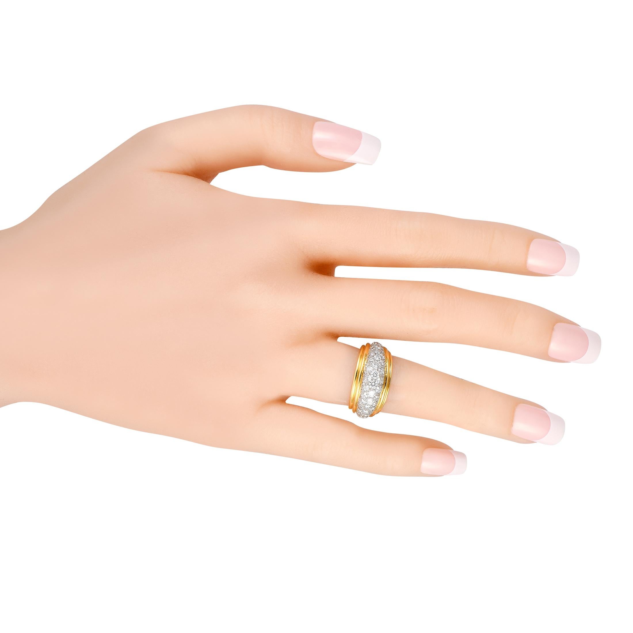 Round Cut Tiffany & Co. 18K Yellow Gold and Platinum 1.25ct Diamond Pav Band Ring