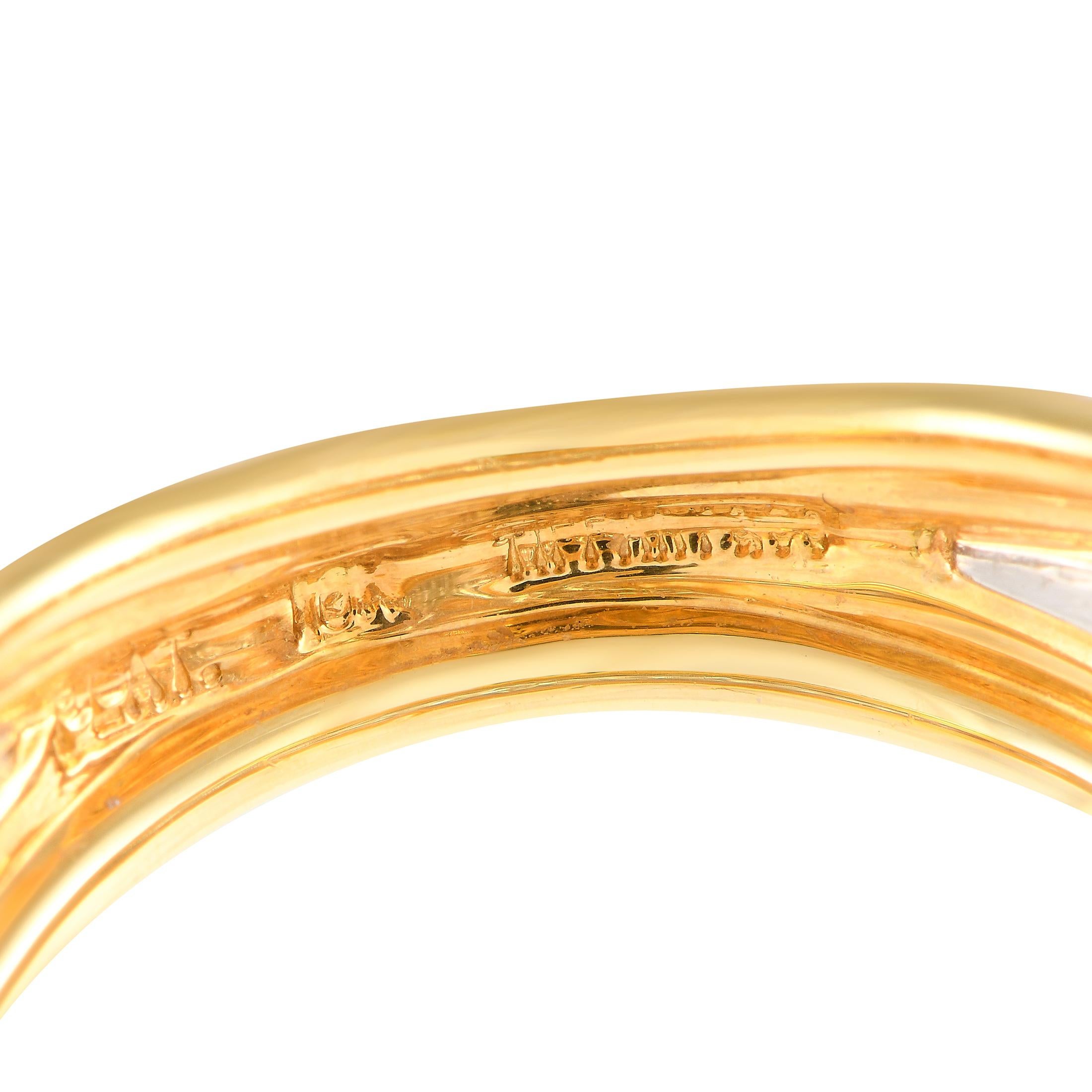Tiffany & Co. 18K Yellow Gold and Platinum 1.25ct Diamond Pav Band Ring In Excellent Condition In Southampton, PA