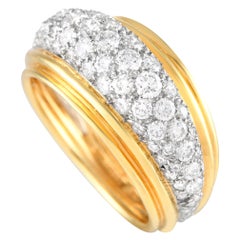 Tiffany & Co. 18K Yellow Gold and Platinum 1.25ct Diamond Pav Band Ring