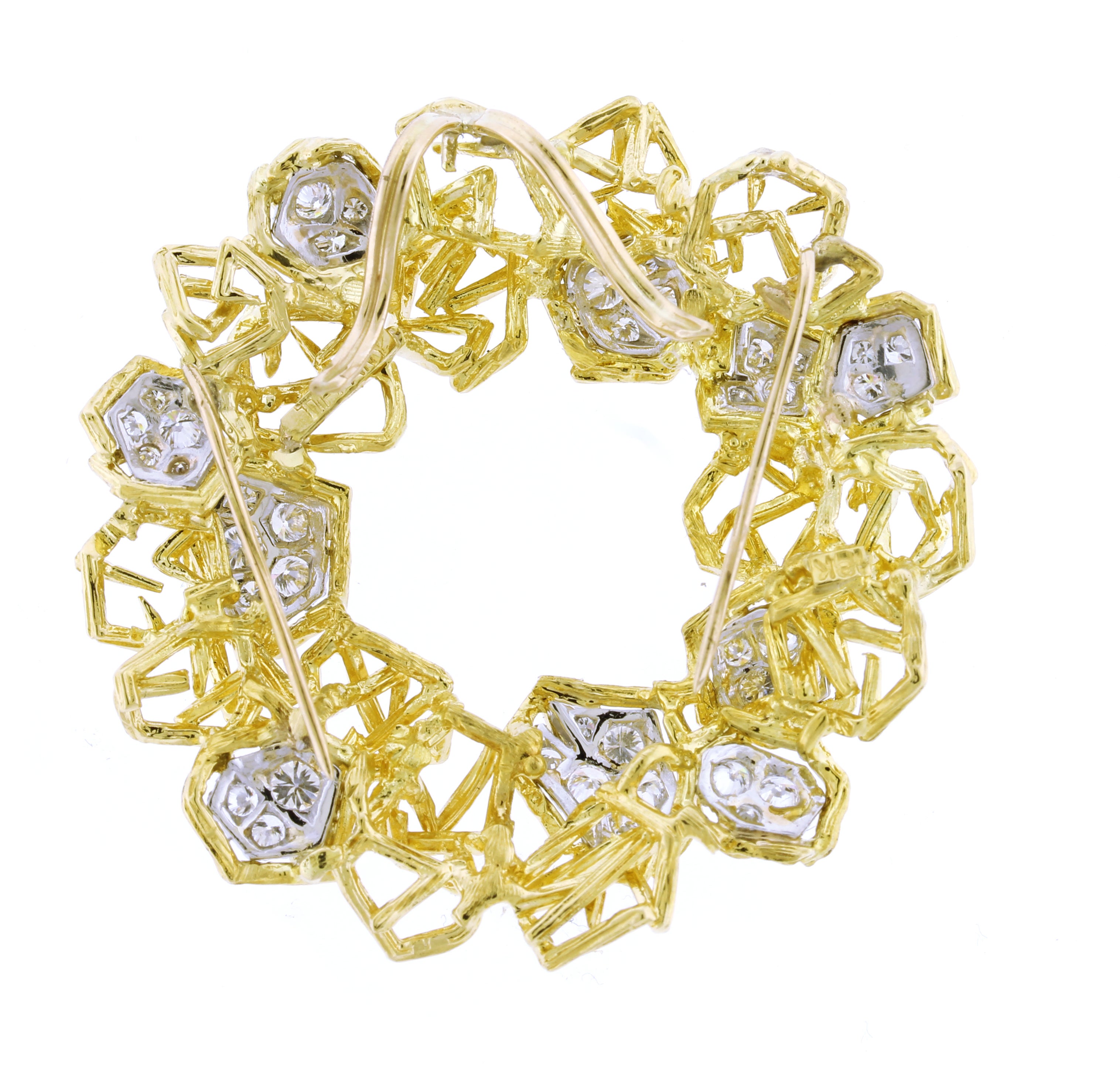 Modernist Tiffany & Co. 18K Yellow Gold and Platinum Brooch/Pendant with Diamonds For Sale