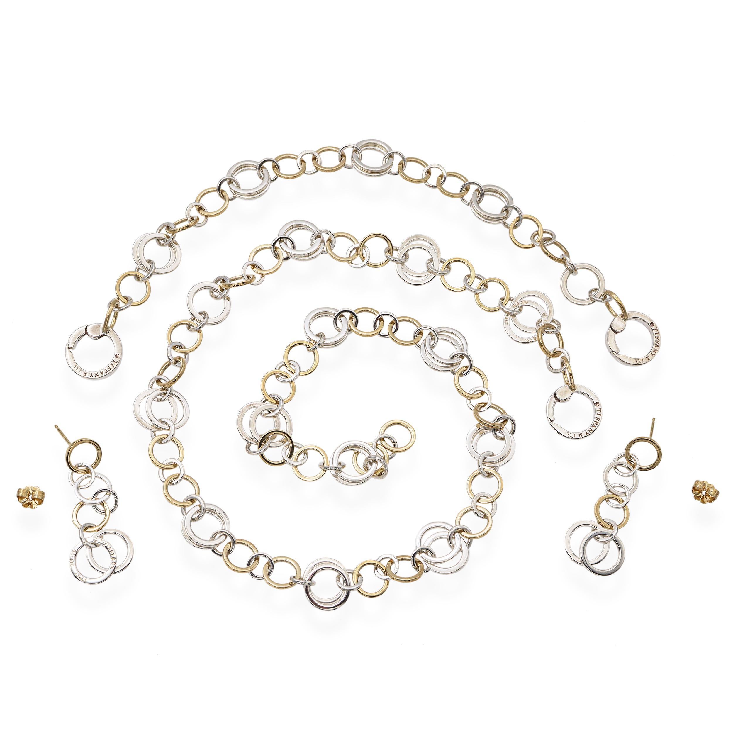A. Link & Co. in oro giallo 18k e argento Sterling Set di gioielli a cerchio In condizioni buone in vendita a New York, NY