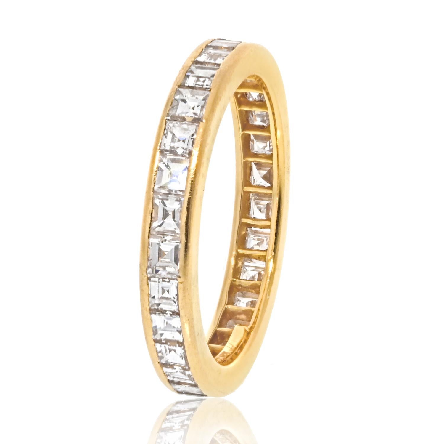 Modern Tiffany & Co. 18K Yellow Gold Asscher Cut 3.00cttw Diamond Band For Sale