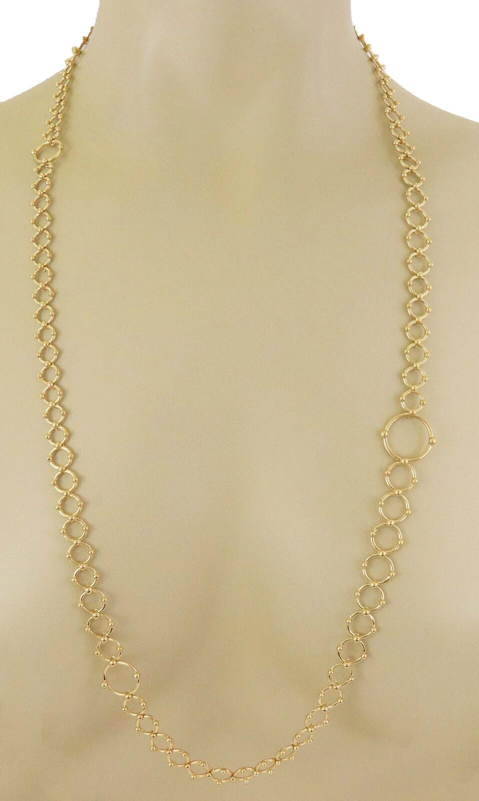 Tiffany & Co. 18k Gelbgold Assorted Größe Ring Bead Links Lange Halskette (Moderne) im Angebot