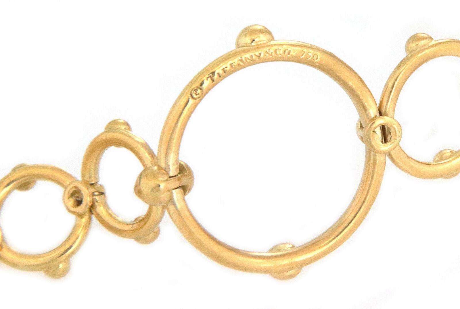 Tiffany & Co. 18k Gelbgold Assorted Größe Ring Bead Links Lange Halskette im Angebot 1