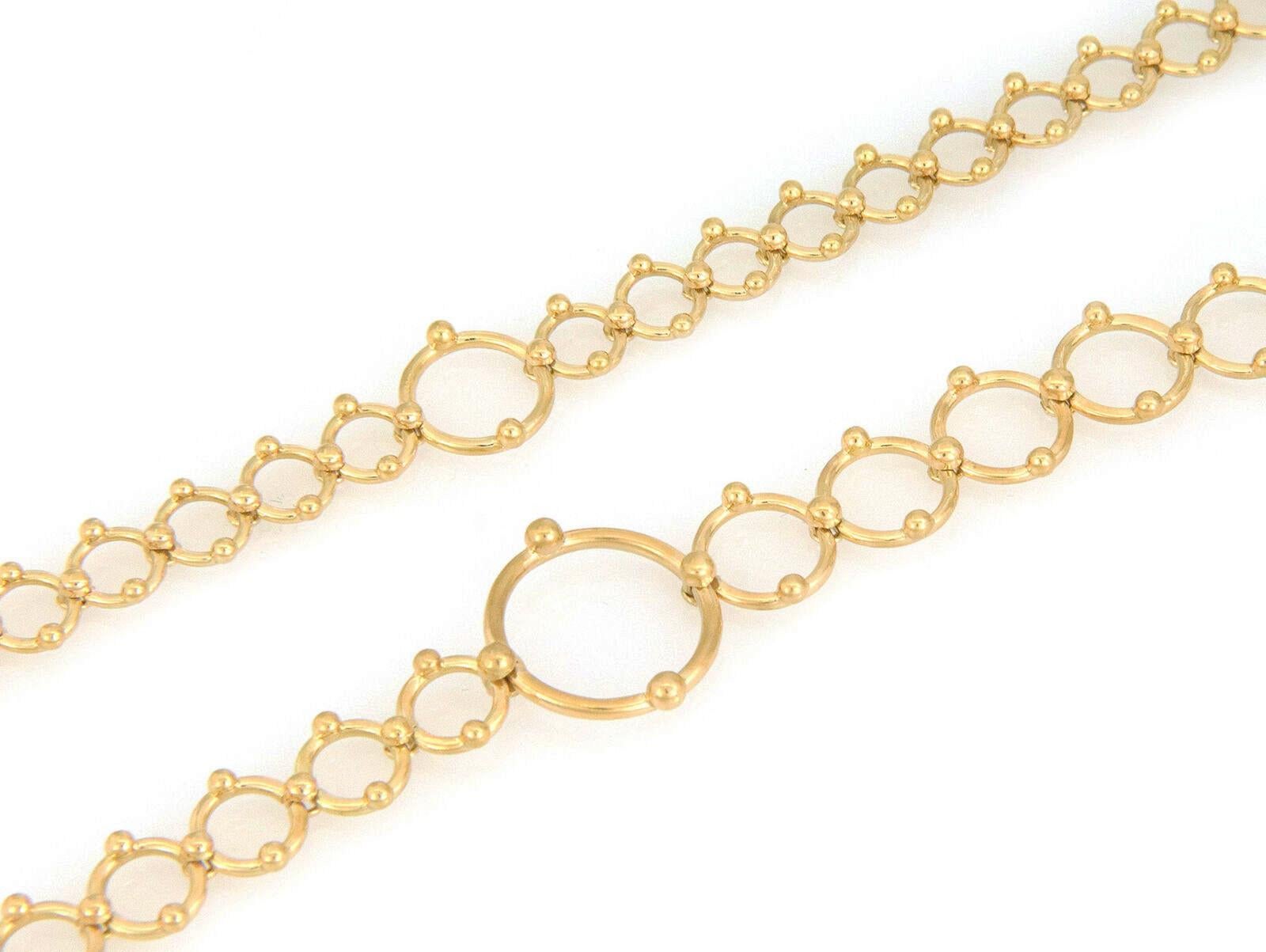 Women's Tiffany & Co. 18k Yellow Gold Assorted Size Ring Bead Links Long Necklace For Sale