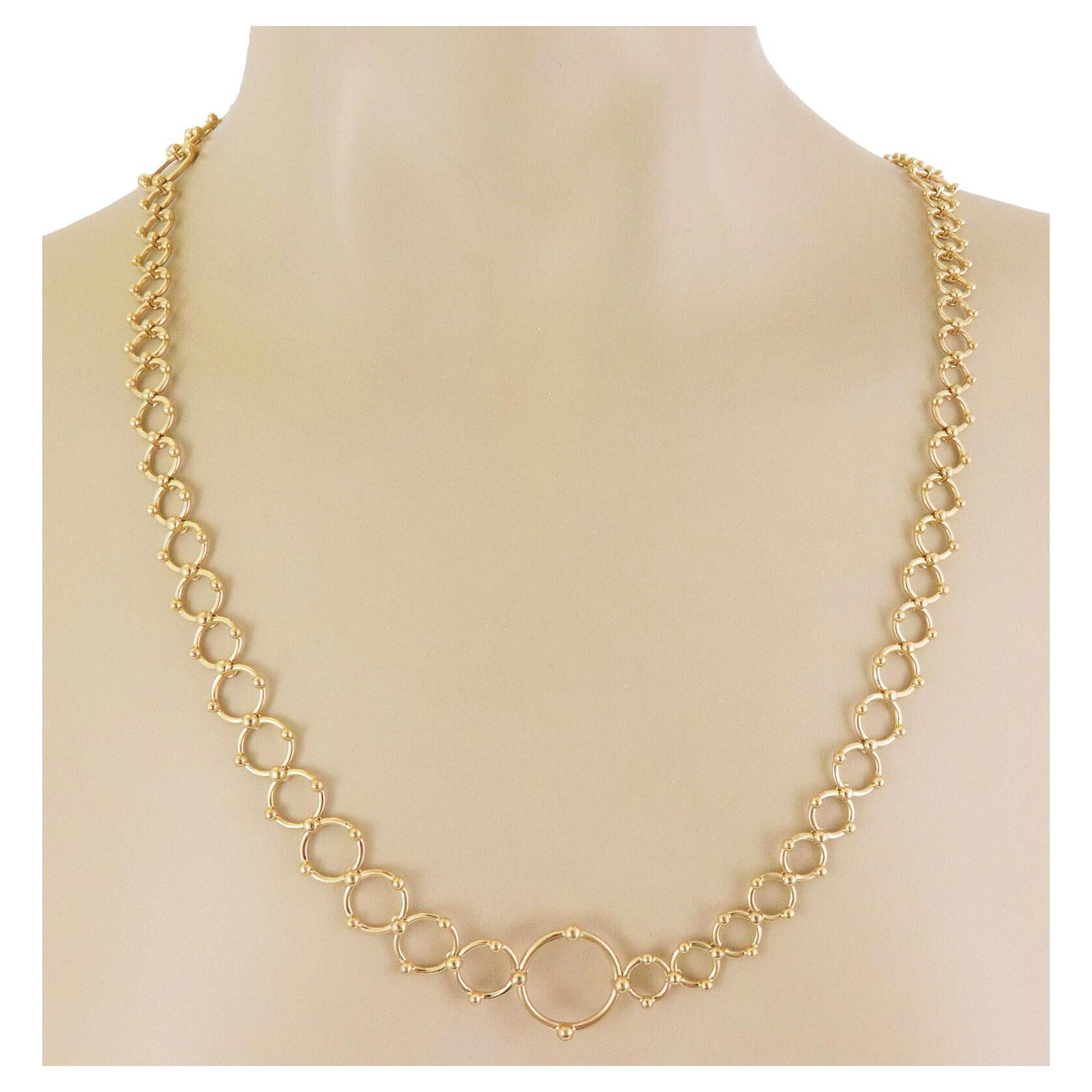 Tiffany & Co. 18k Gelbgold Assorted Größe Ring Bead Links Lange Halskette im Angebot
