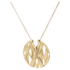 Tiffany
Co. 18k Yellow Gold Atlas Disc Pendant Necklace w/ Original Box