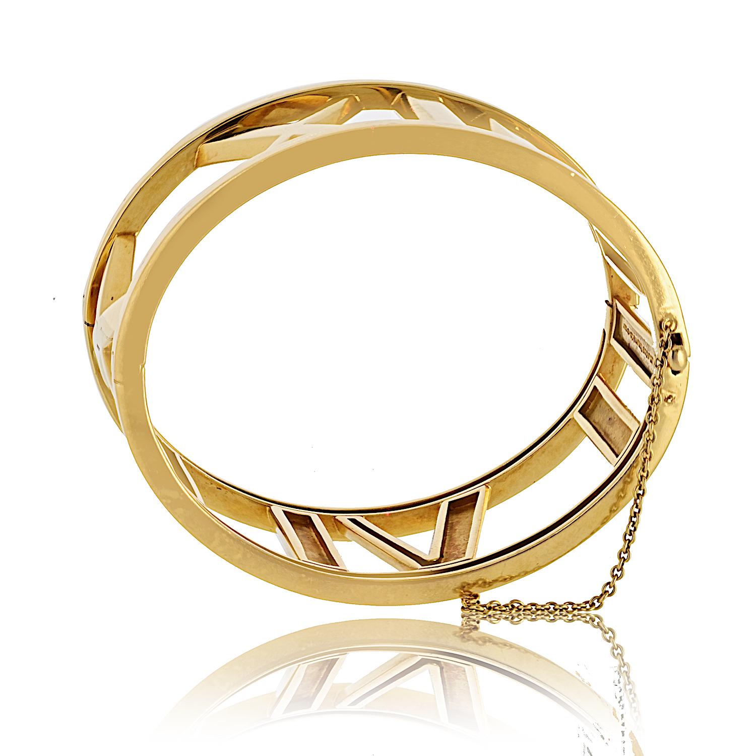 Modern Tiffany & Co. 18K Yellow Gold Atlas Hinged Bracelet For Sale