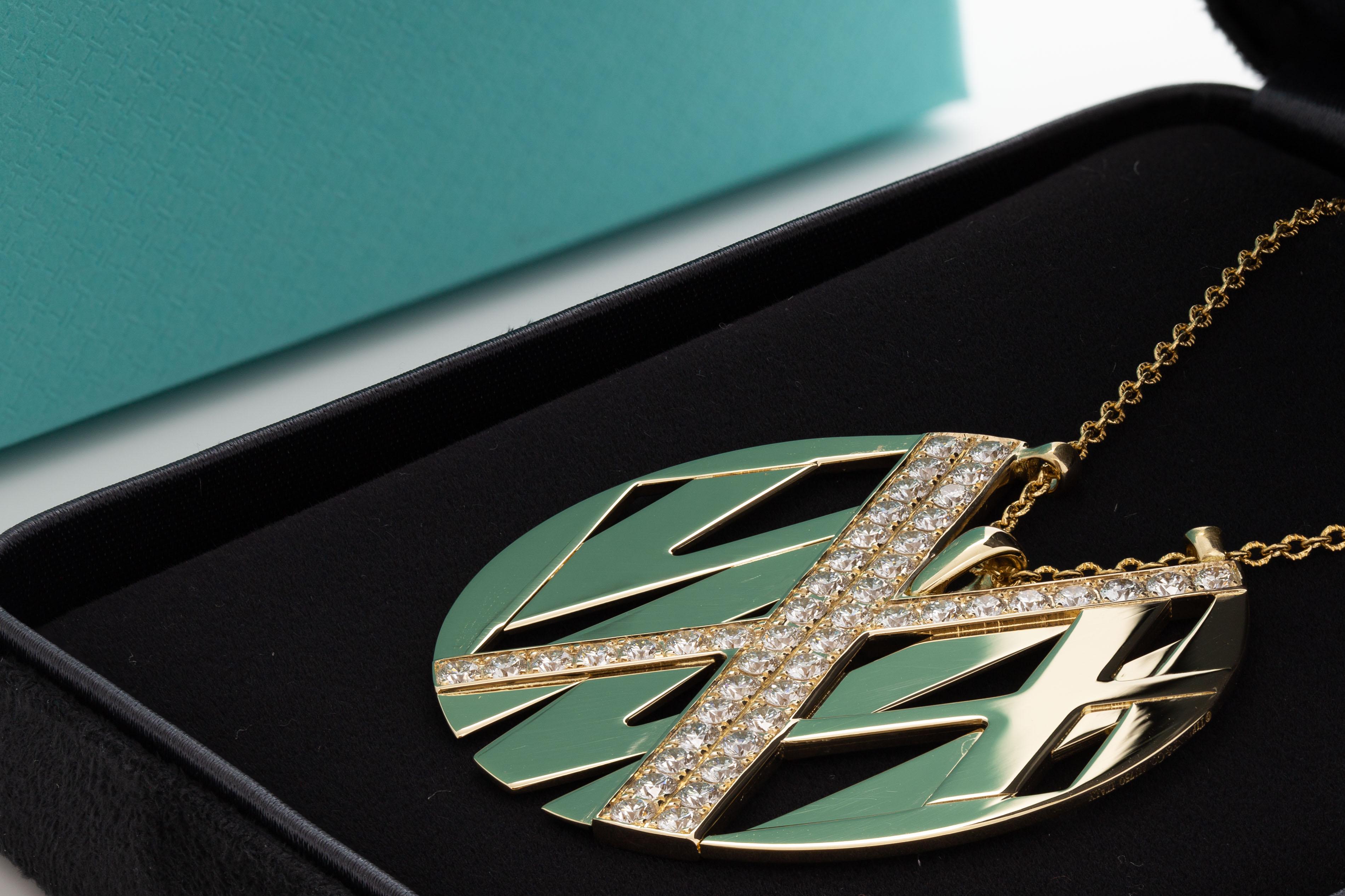 Tiffany & Co. 18K Gelbgold Atlas Große Halskette mit Diamanten (Rundschliff) im Angebot