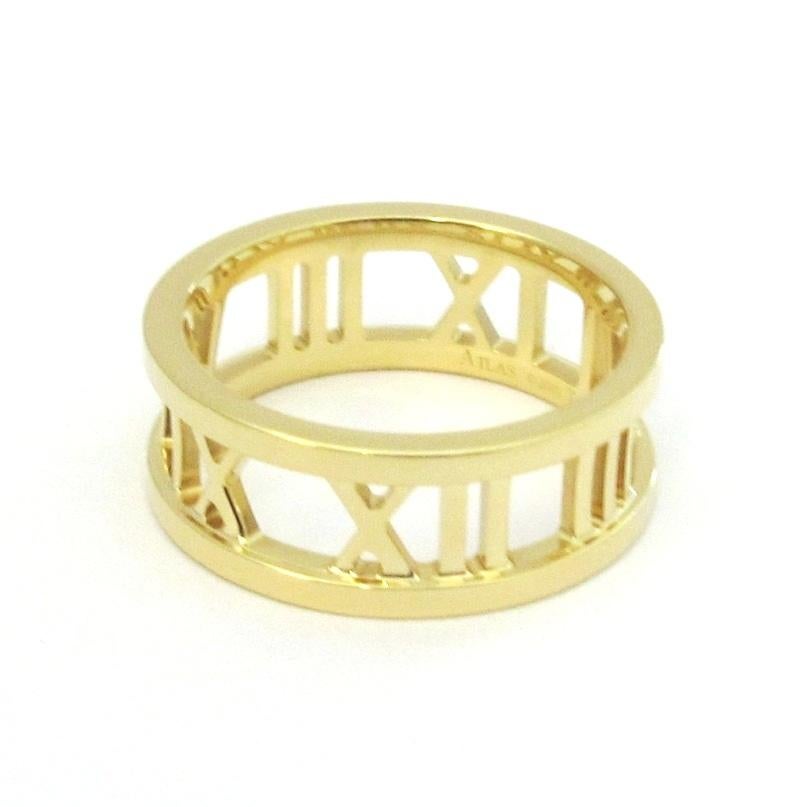TIFFANY & Co. 18K Yellow Gold Atlas Open Ring 5

Metal: 18K yellow gold 
Size: 5 
Band Width: 7mm
Weight: 5.10 grams 
Hallmark: ATLAS © 2003 TIFFANY&CO. 750 
Condition: Excellent condition, like new

Limited edition, no longer available for sale in