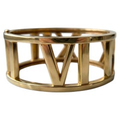 Tiffany & Co. 18K Yellow Gold Atlas Roman Numeral Wide Hinged Bangle Bracelet