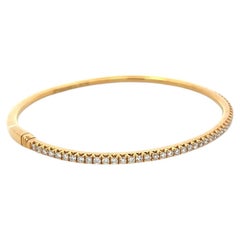 Tiffany & Co 18K Yellow Gold Bangle Bracelet With 1.35 Carat Round F VS Diamonds