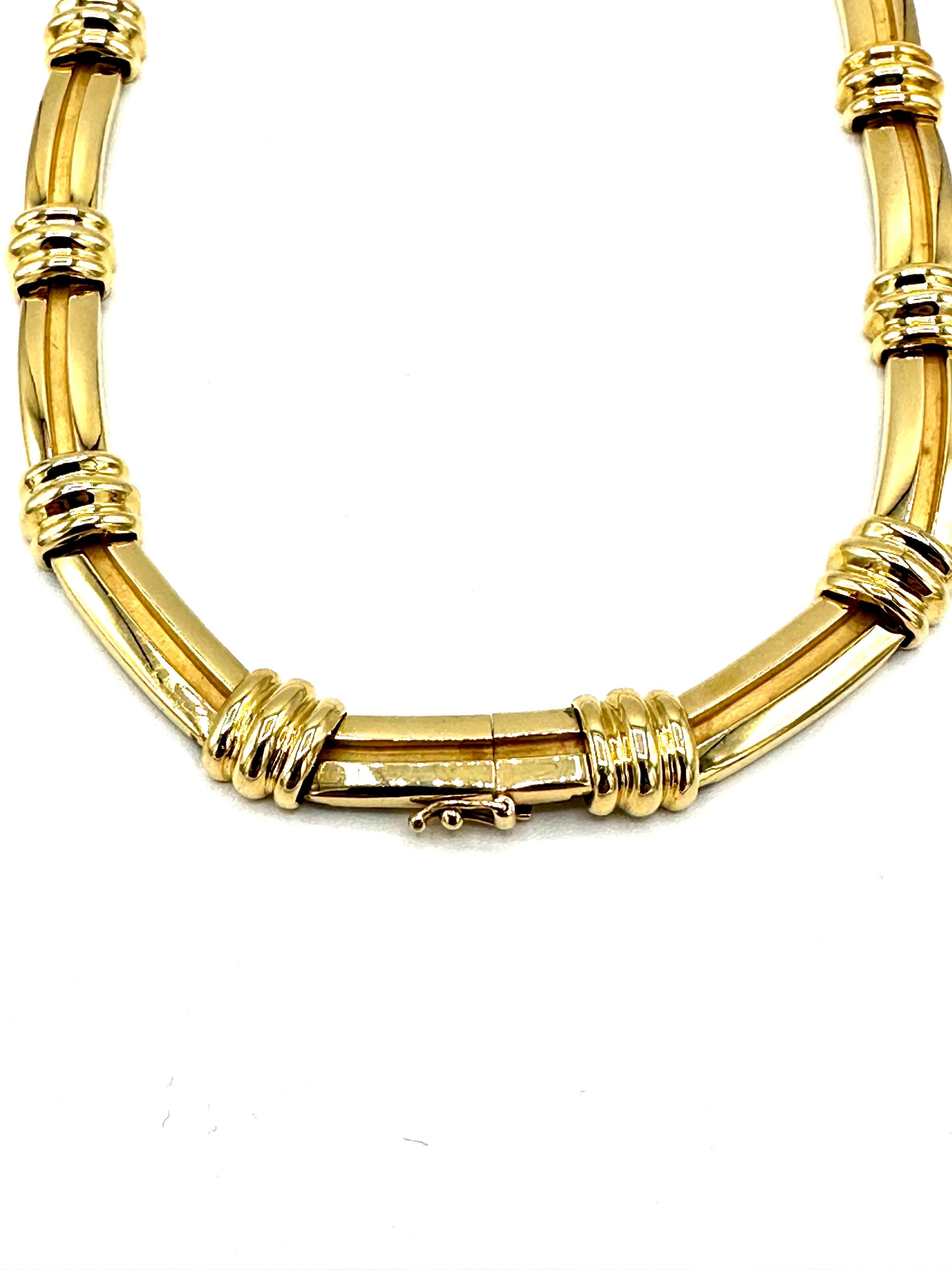 Tiffany & Co. 18k Yellow Gold Bar Link Necklace In Excellent Condition In Chevy Chase, MD
