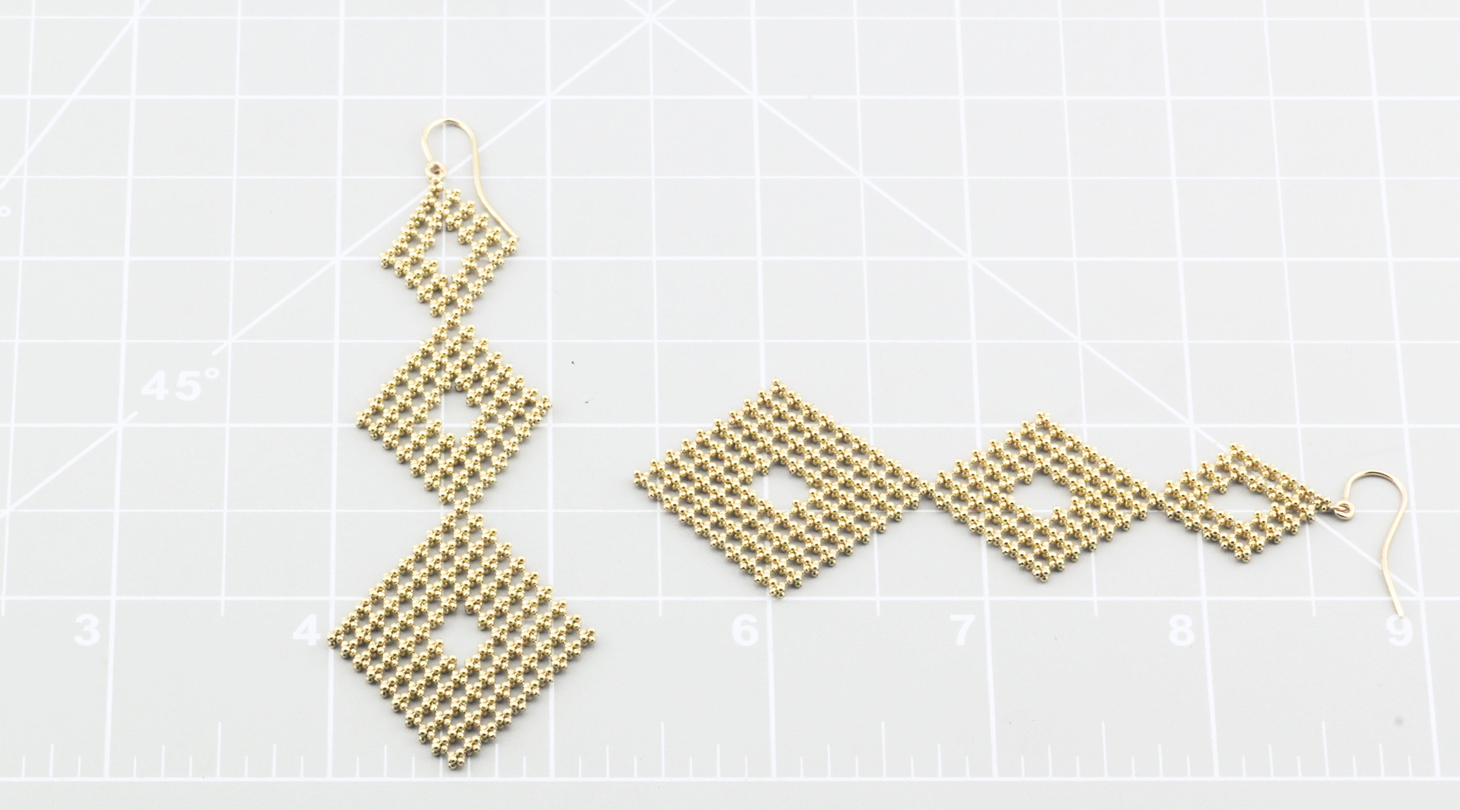 Modern Tiffany & Co. 18K Yellow Gold Bead Mesh Long Drop Earrings