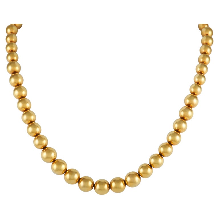 Tiffany and Co. 18K Yellow Gold Bead Necklace For Sale at 1stDibs