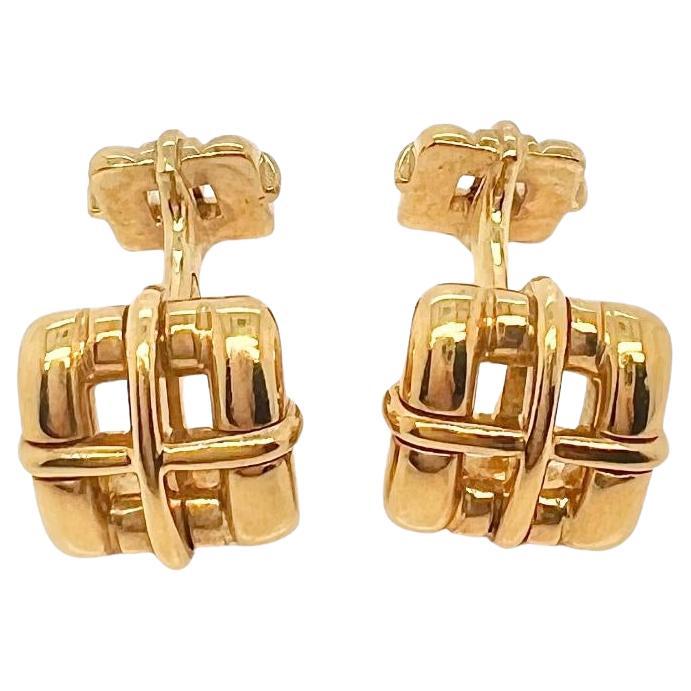 Tiffany & Co Boutons de manchette carrés Biscayne en or jaune 18k