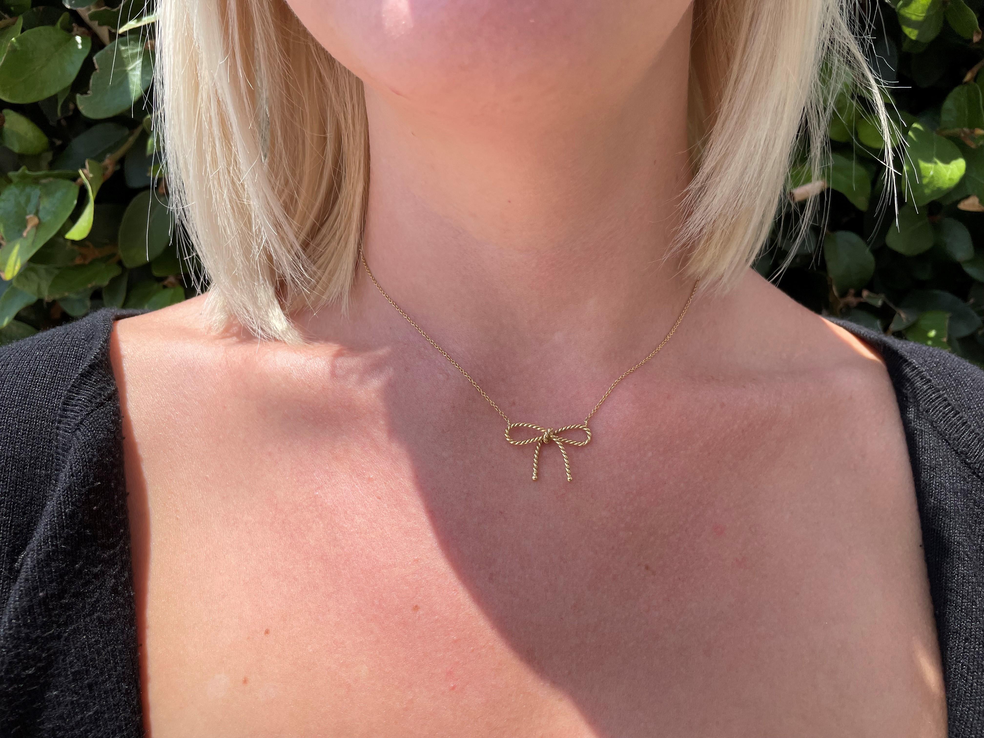 tiffany gold bow necklace