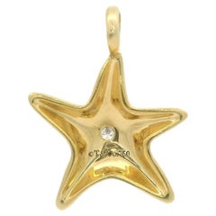 Tiffany & Co. 18k Yellow Gold Burnish Set Diamond Starfish Charm Pendant
