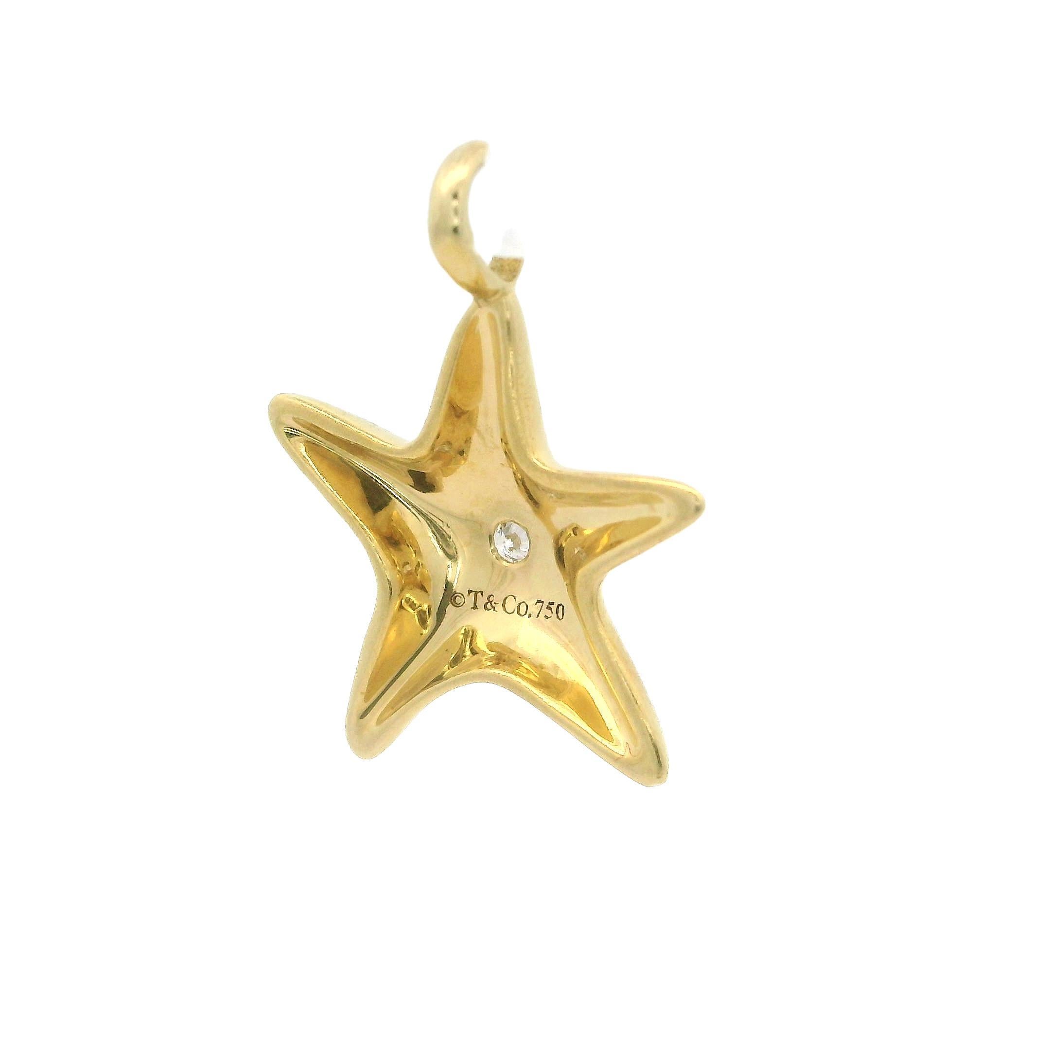 Tiffany & Co. Pendentif breloque étoile de mer en or jaune 18 carats serti de diamants Pour femmes en vente