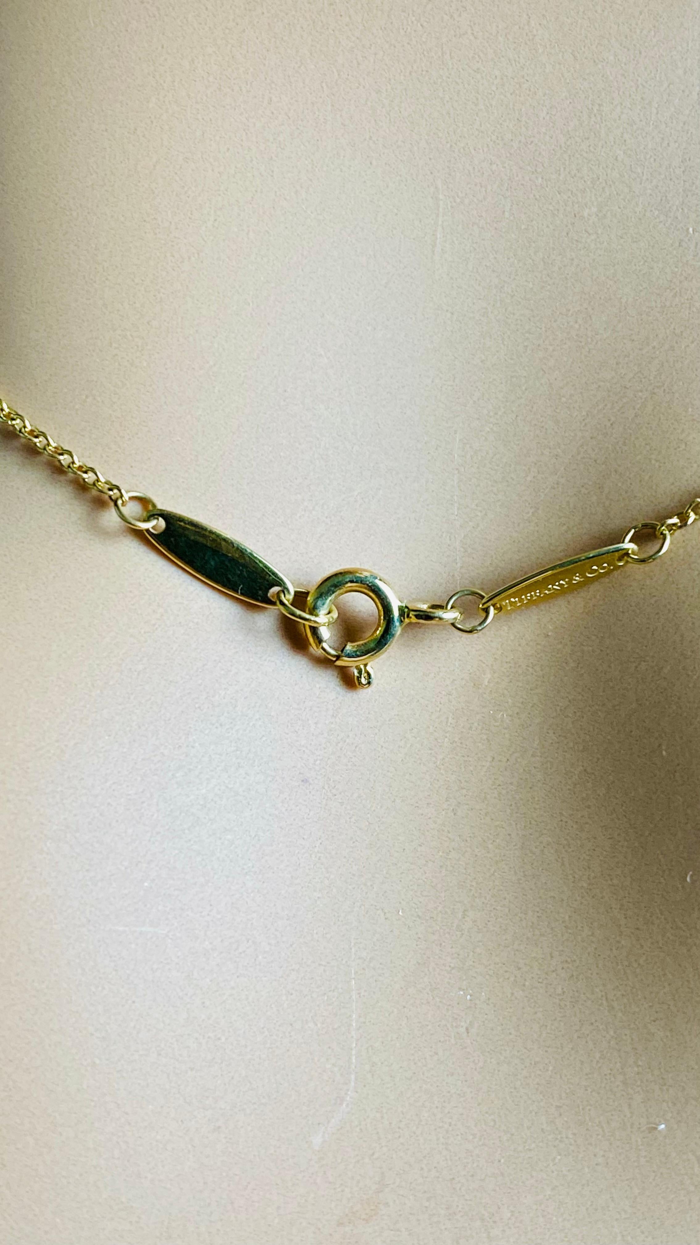 Tiffany & Co. 18K Yellow Gold “By the Yard” Single Diamond Necklace 16 Inch Long In Good Condition In New York, NY