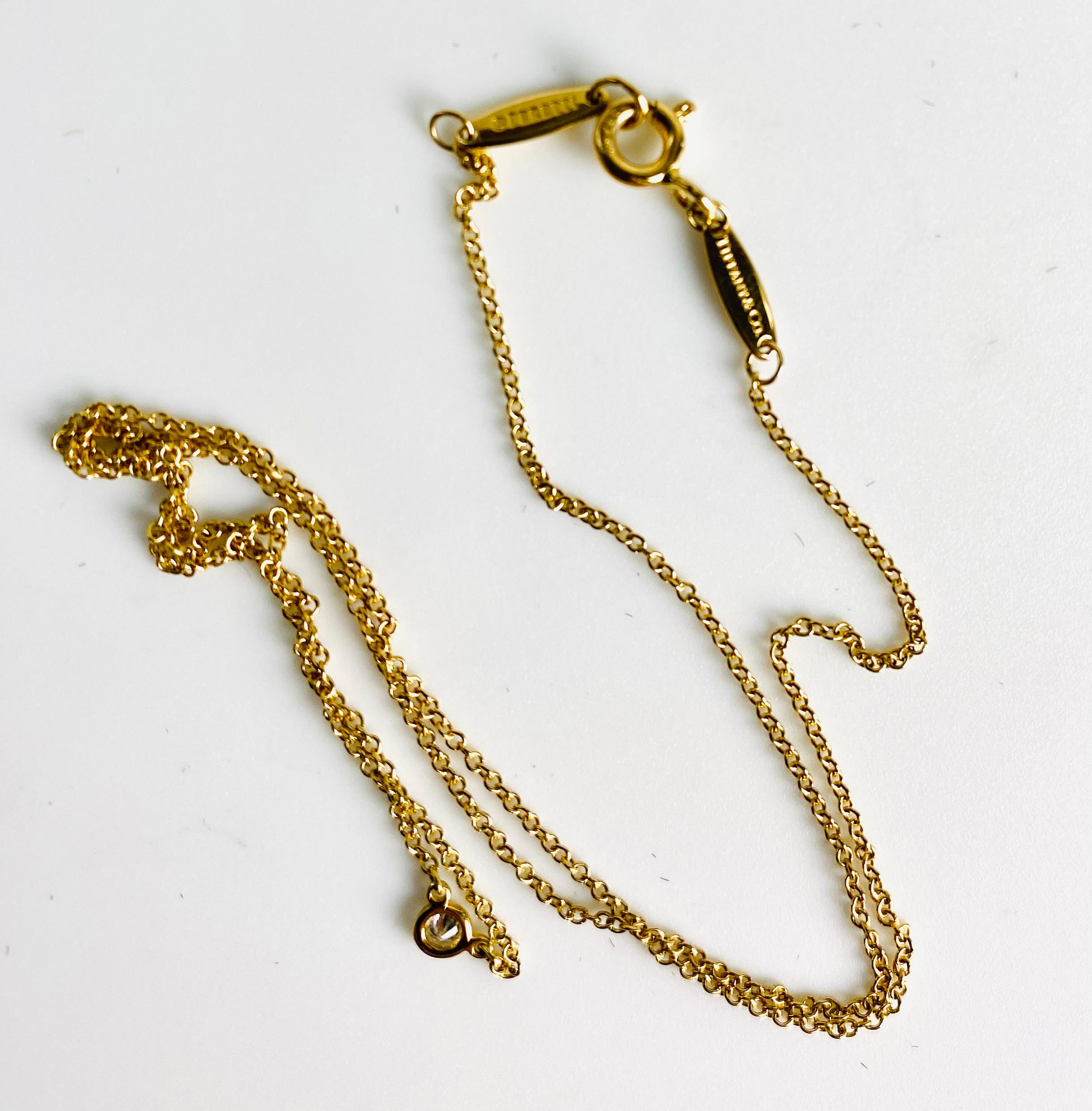 Tiffany & Co. 18K Yellow Gold “By the Yard” Single Diamond Necklace 16 Inch Long 1