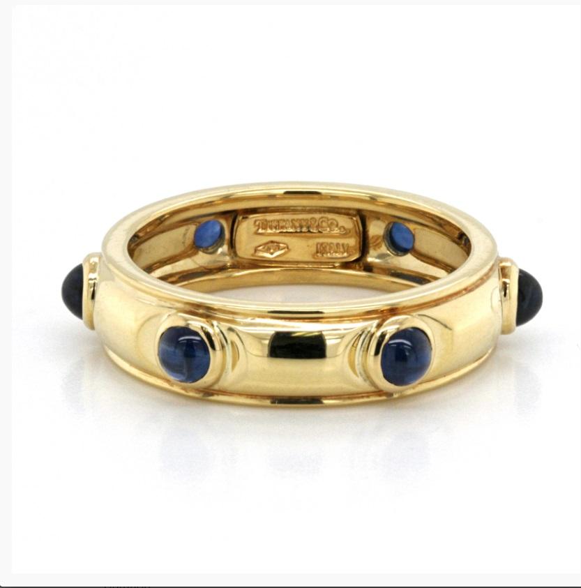 100% Authentic, 100% Customer Satisfaction

Top: 5.2 mm

Band Width: 5.2 mm

Metal: 18K Yellow Gold 

Size: 6.5

Hallmarks: TIFFANY & CO  750

Total Weight: 5.5 Grams

Stone: Blue Sapphire

Condition: PreOwned

Estimated Retail Price: $3200

Stock