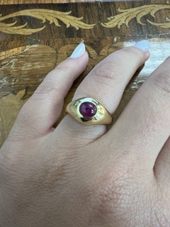 TIFFANY & CO. 18k Yellow Gold & Cabochon Ruby Gypsy Ring 1960s Vintage
