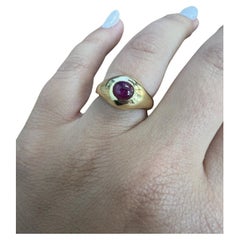 TIFFANY & CO. 18k Yellow Gold & Cabochon Ruby Gypsy Ring 1960s Vintage