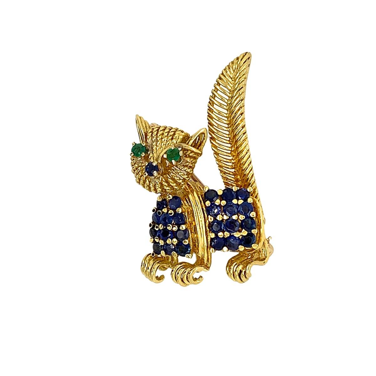 Tiffany & Co. 18 Karat Yellow Gold Cat Brooch In Excellent Condition In Miami, FL