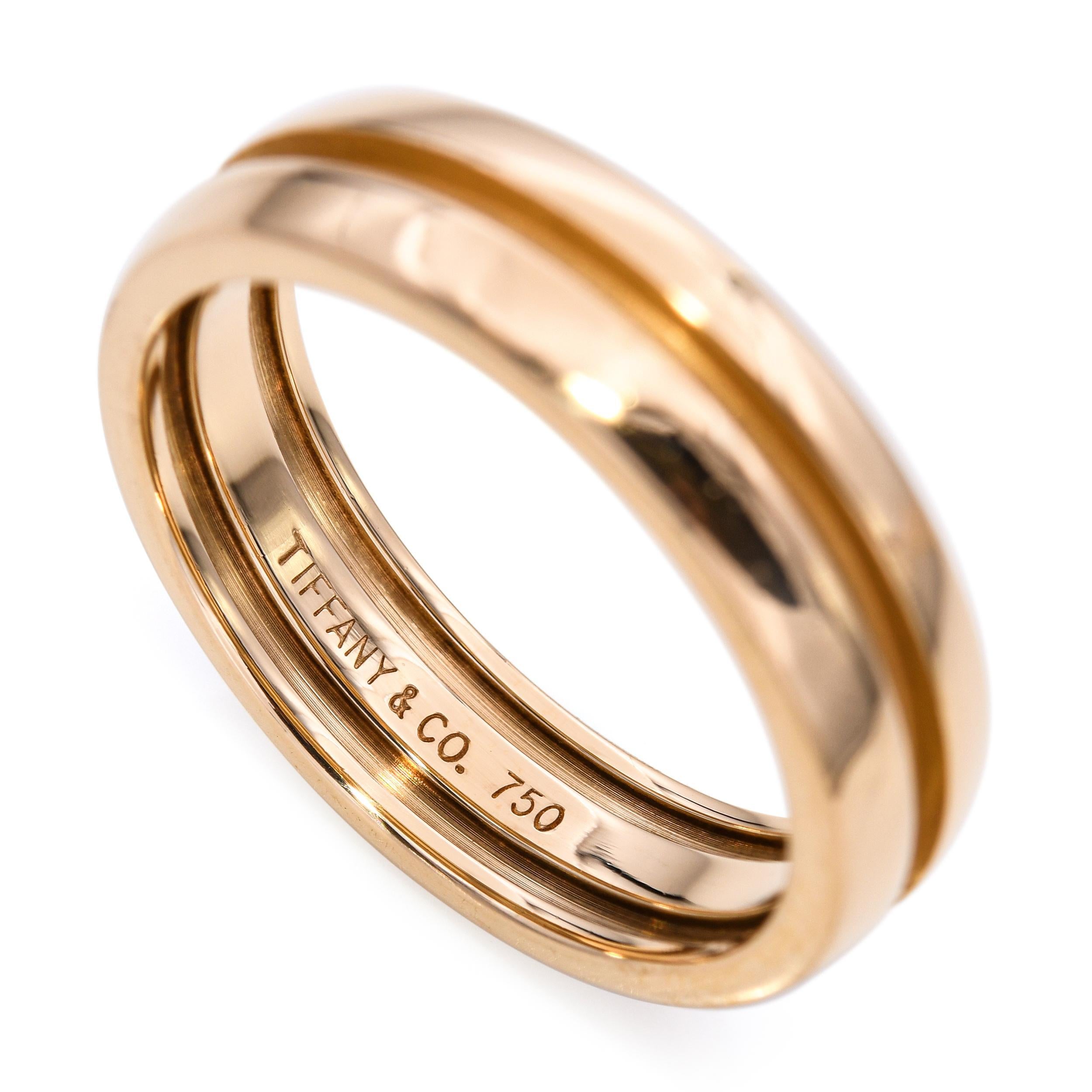 Uomo Fascia nuziale da uomo con canale in oro giallo 18k di Tiffany & Co. in vendita