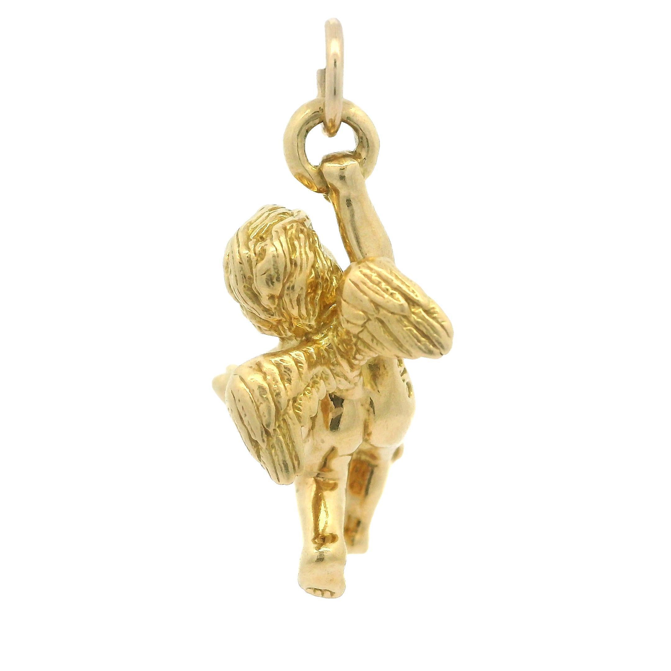 Tiffany & Co. 18k Yellow Gold Cherub Angle Charm Pendant In Excellent Condition In Montclair, NJ