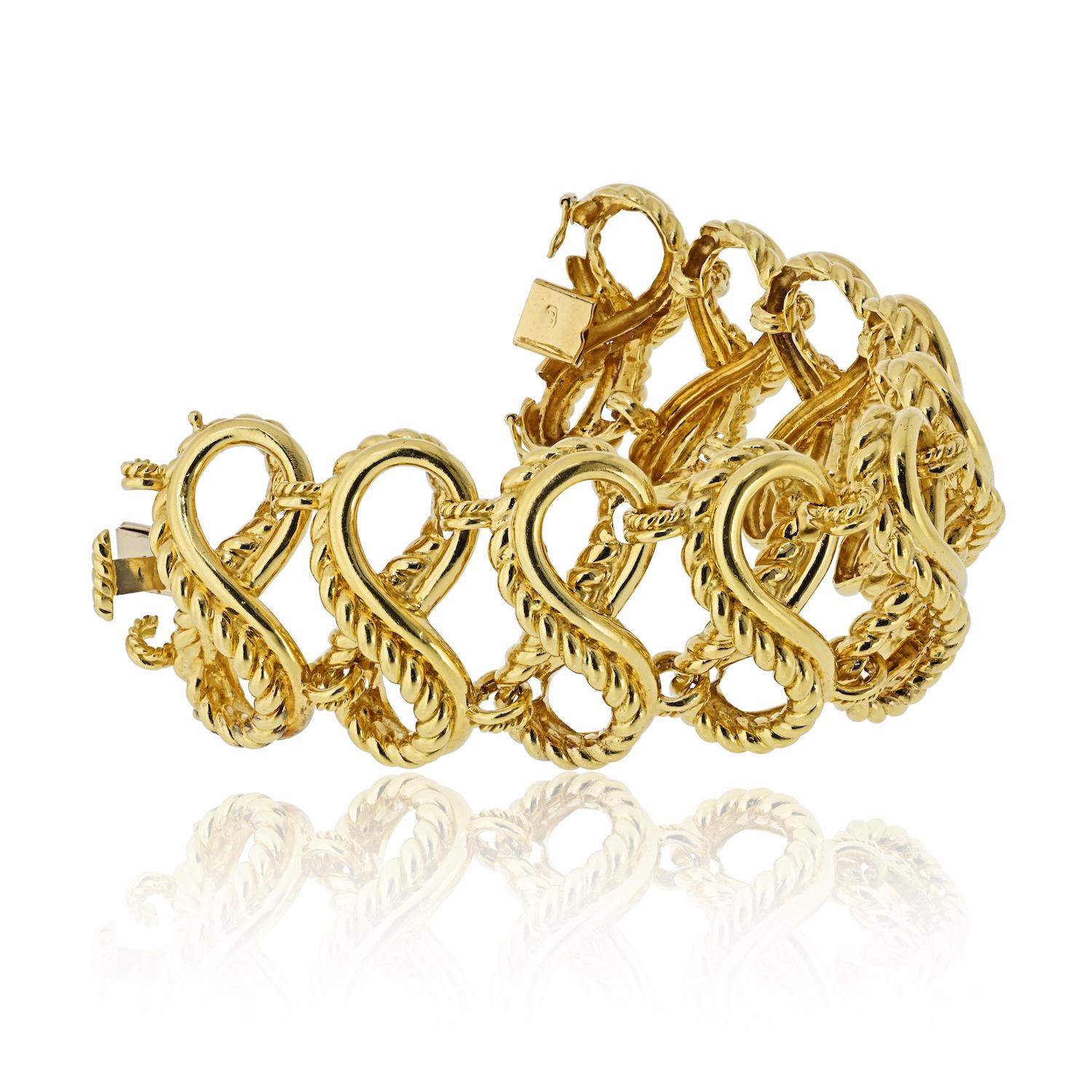 A. Link & Co. in oro giallo 18 carati, circa anni '70, con gabbia a maglie intrecciate In condizioni ottime in vendita a New York, NY